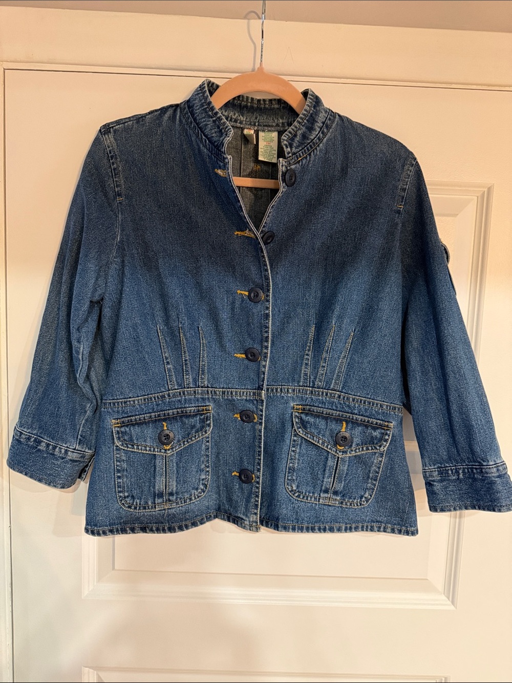 Bill Blass Denim Jacket Blazer – Button Front 3/4 Sleeve